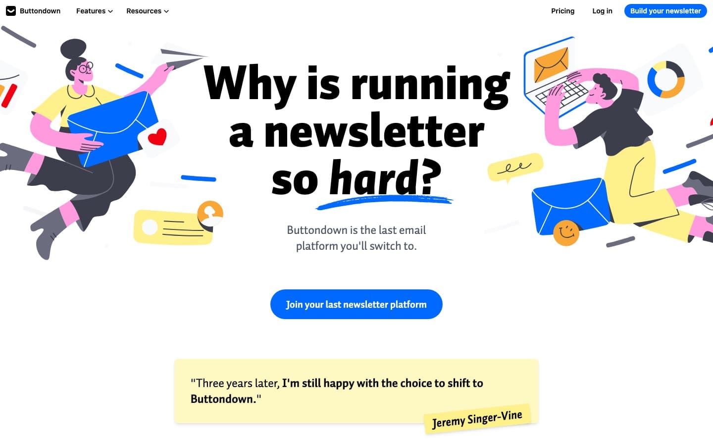 The Buttondown homepage